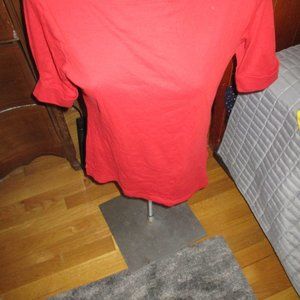 ralph lauren ladies red top with short roll up sleeves M